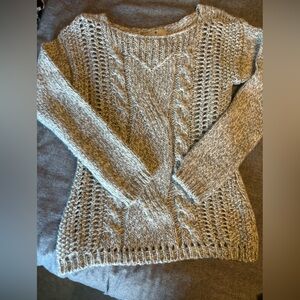 Berretti Made In Italy Alpaca Wool Blend Chunky Cable Knit Grey Sweater Size Med